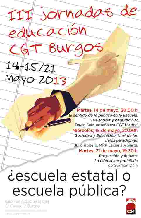 Cartel CGT Burgos jorn educacion 2013.jpg