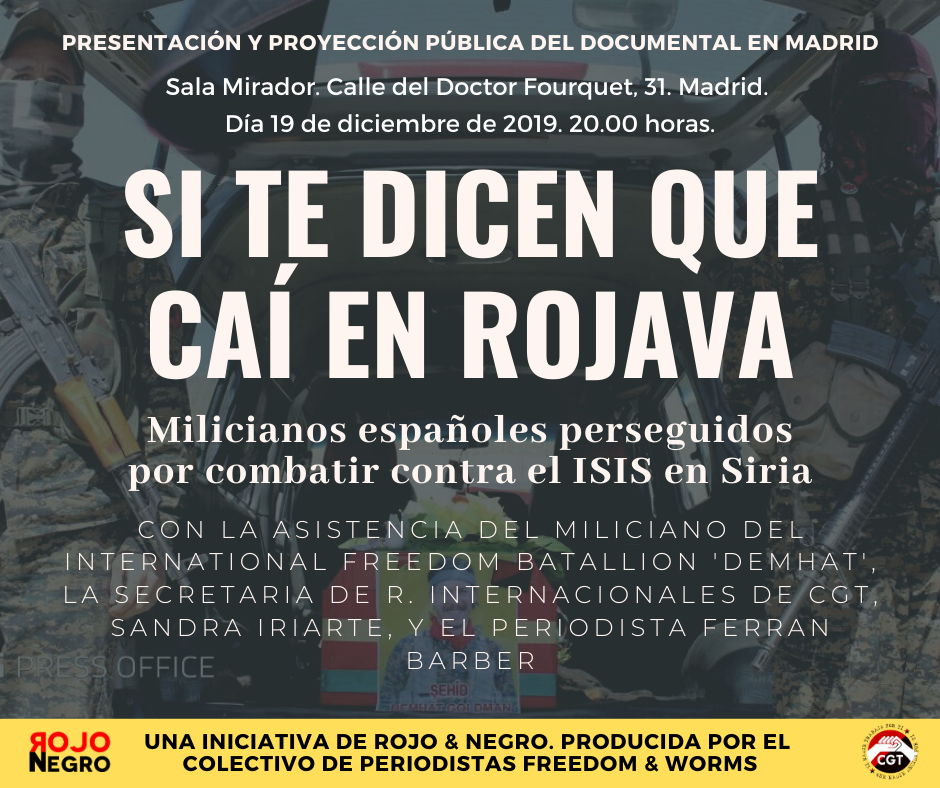 Imagen de CGT presenta el documental sobre combatientes españoles internacionalistas en el Kurdistán “Si te dicen que caí en Rojava”