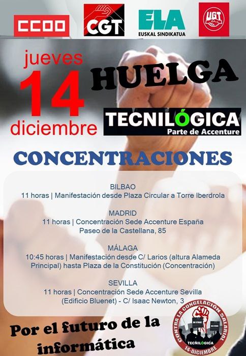 Imagen de 14D: 9.000 empleadas del Grupo Accenture convocados a la huelga