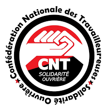 Imagen de solidaridad con Tiziri Kandi y Claude Levy, sindicalistas de CNT-SO de los Pirineos Orientales