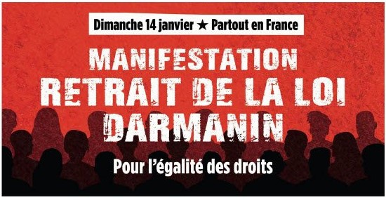 Imagen de 14E, Francia: Movilización nacional contra la Ley Darmanin