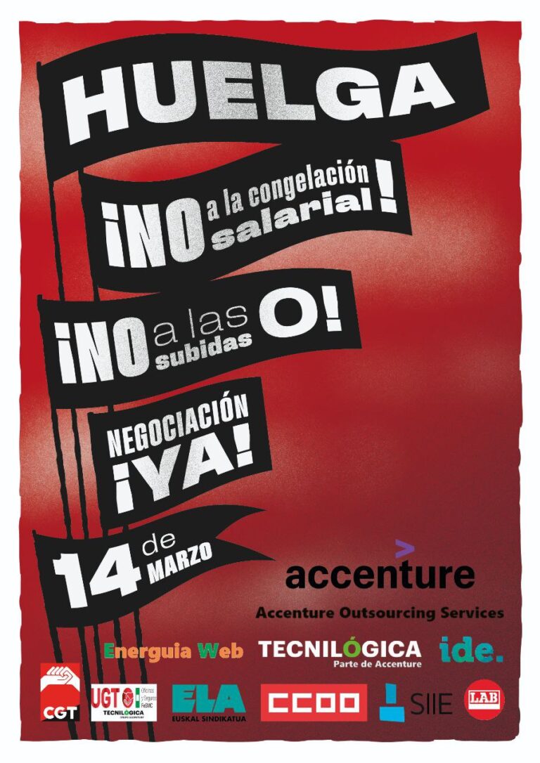 14 de marzo: Las trabajadoras de Accenture van de nuevo a la huelga contra la congelación salarial