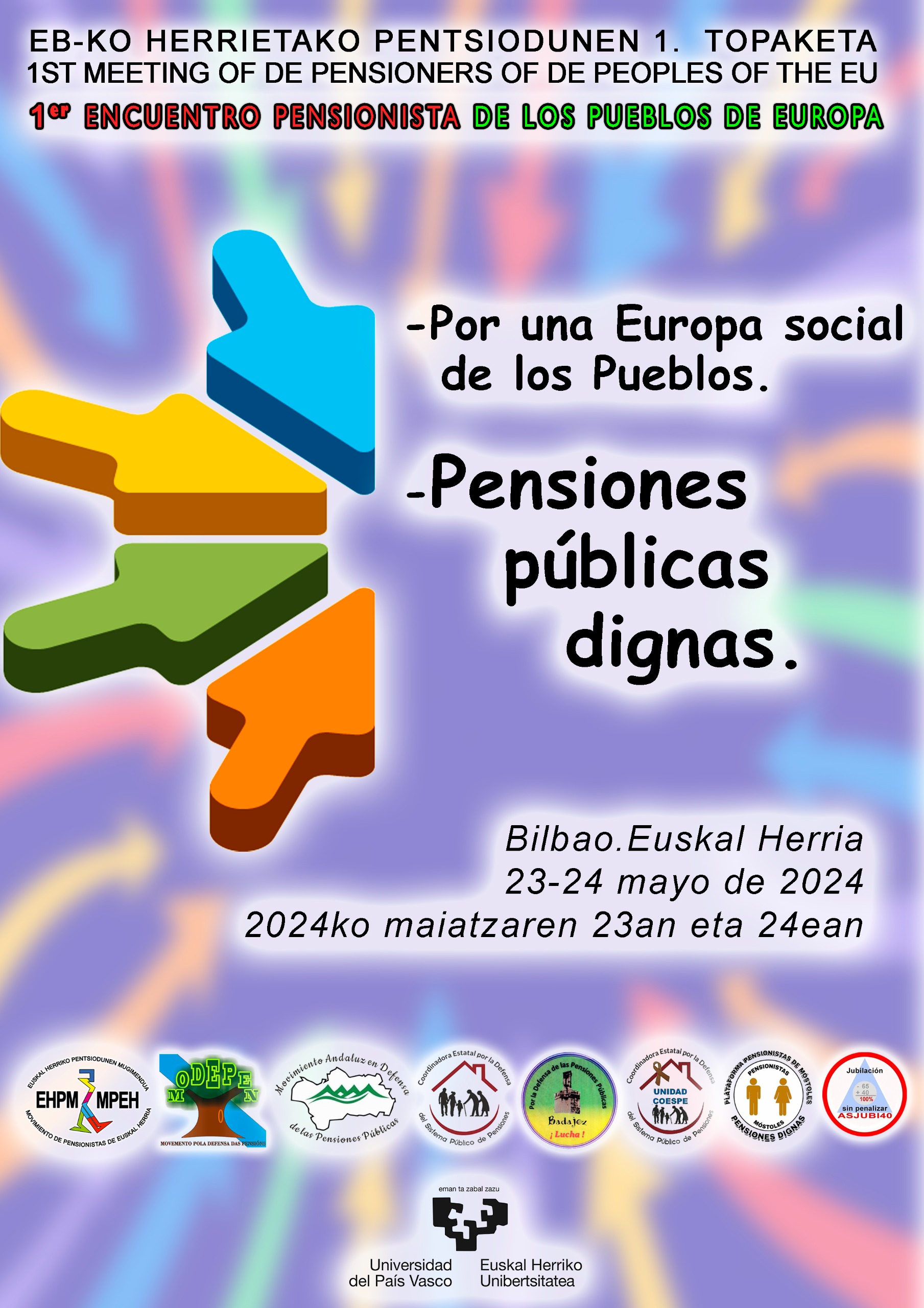 Imagen de Primer encuentro de personas pensionistas de los Pueblos de la UE, los días 23 y 24 de mayo de 2024 en Bilbao.