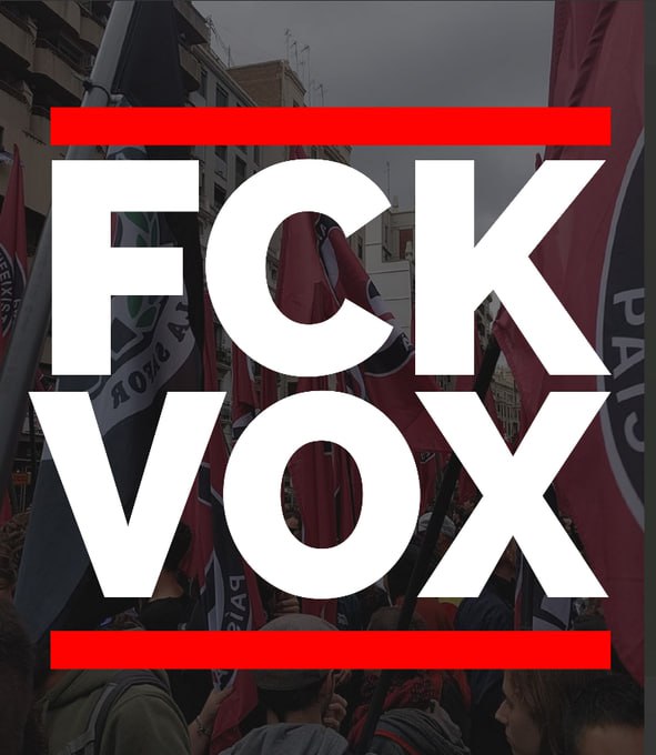 Imagen de CGT muestra su rechazo a la reunión de la extrema derecha internacional, organizada por VOX para este domingo en Madrid.