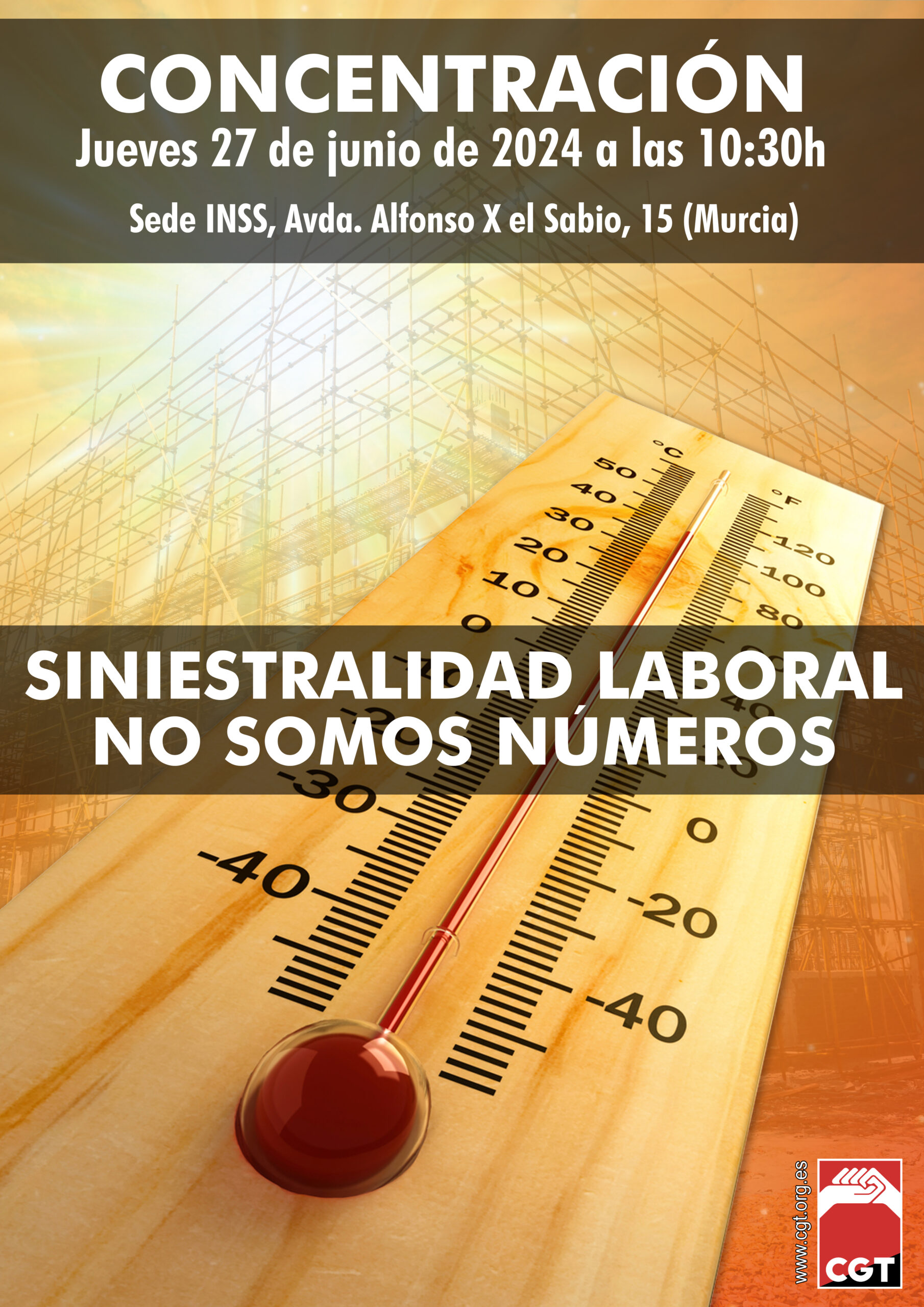 Imagen de CGT señala la elevada tasa de accidentes laborales en Murcia y anuncia movilizaciones ante el INNS.
