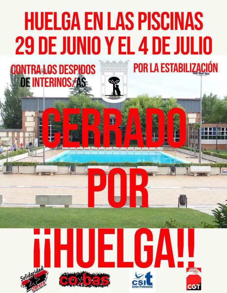 Las trabajadoras de las piscinas municipales de Madrid irán a la huelga los días 29 de junio y 4 de julio.