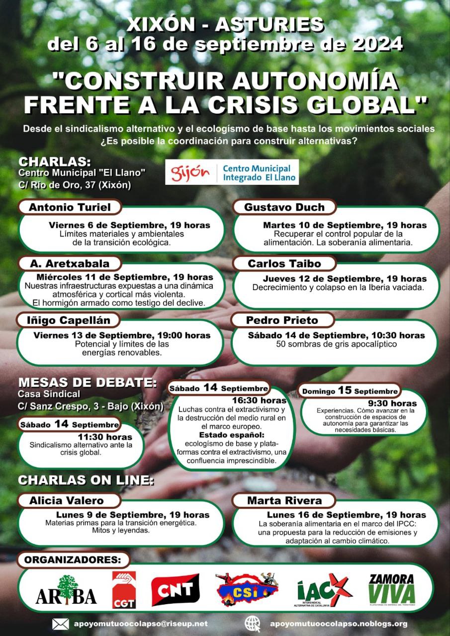 Imagen de Jornadas de debate y reflexión sobre la necesidad de construir una autonomía frente a la crisis global desde el apoyo mutuo.