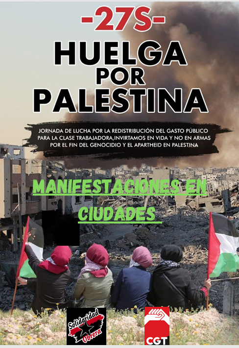 Imagen de Convocatorias estatales #27SHuelgaPorPalestina