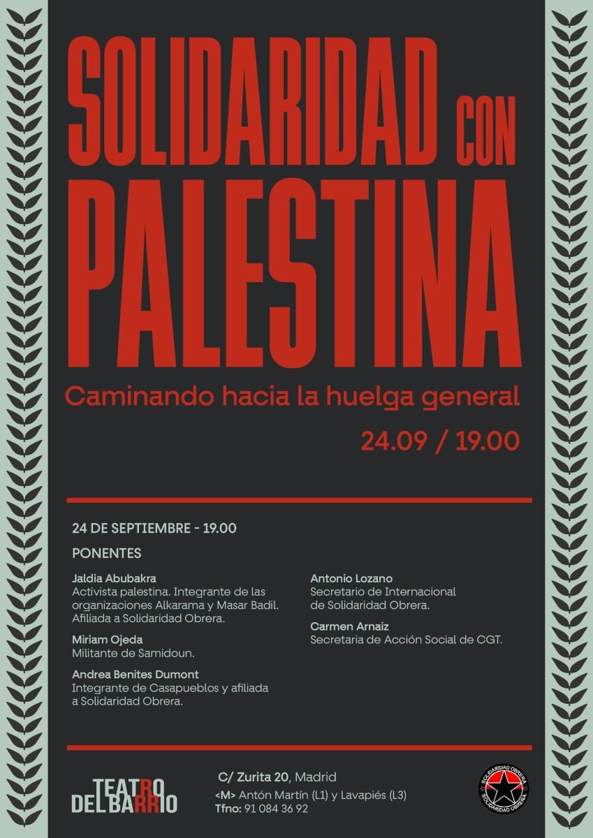 Imagen de CGT participará en el acto de preparación de la jornada del 27-S organizado por Solidaridad Obrera en Teatro del Barrio.