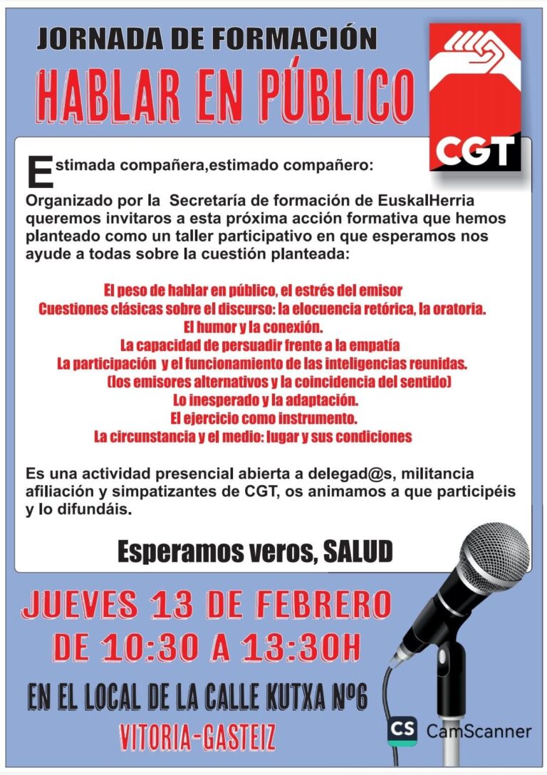 Comunicado de CGT-LKN Nafarroa : De nuevo a la calle. ¡29S Huelga General !