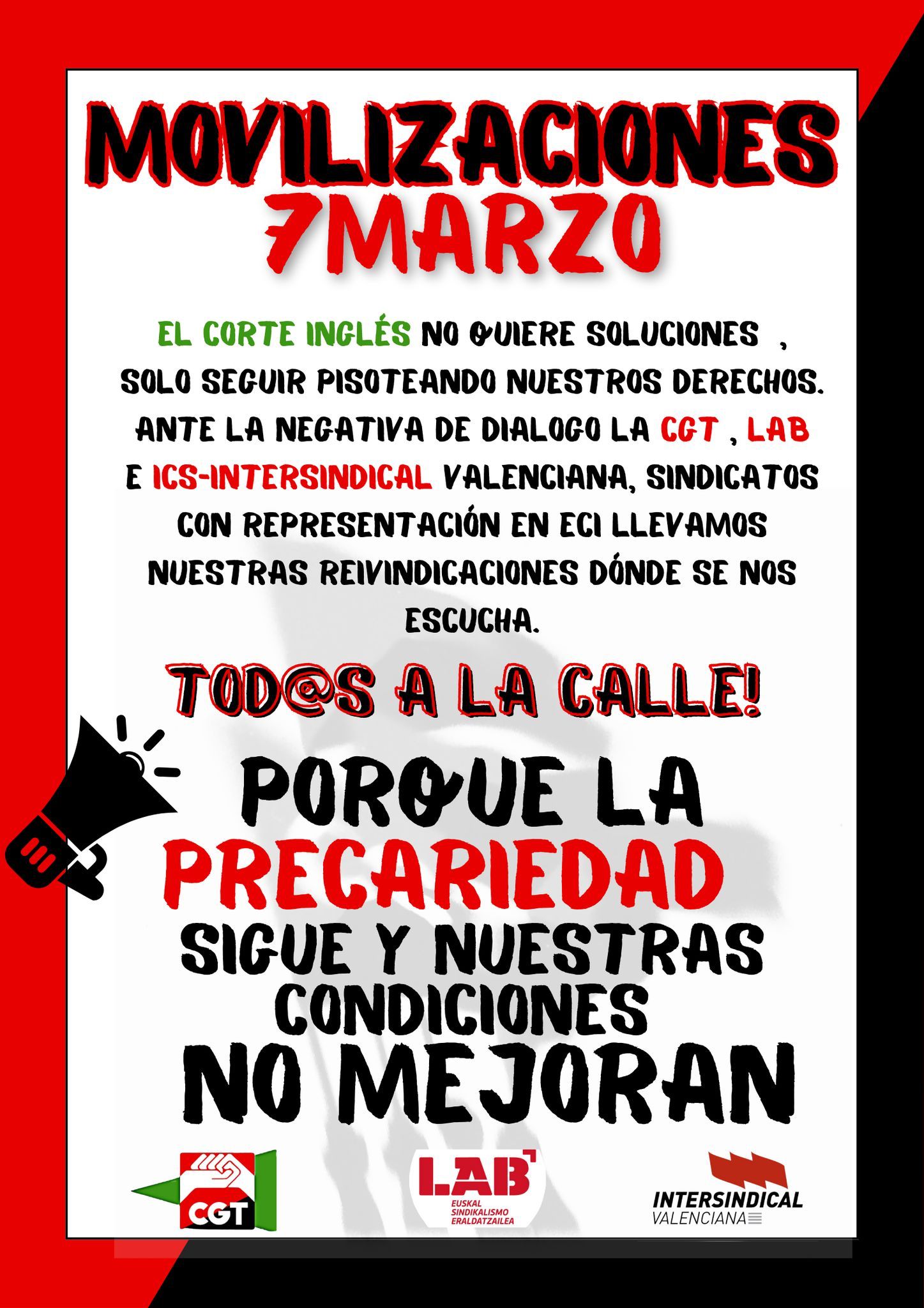 Imagen de Las trabajadoras de El Corte Inglés convocan concentraciones descentralizadas a partir del 7 de marzo