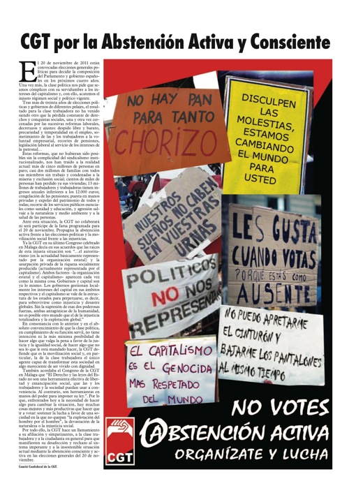 Imagen de Especial 20-N: CGT por la abstención activa y consciente