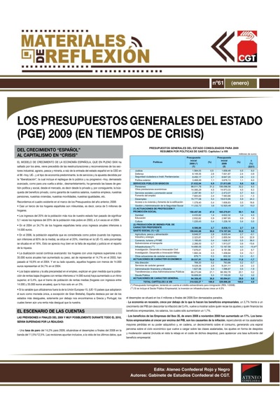 Imagen de Materiales de Reflexión 61: Los PGE 2009 (en tiempos de crisis)