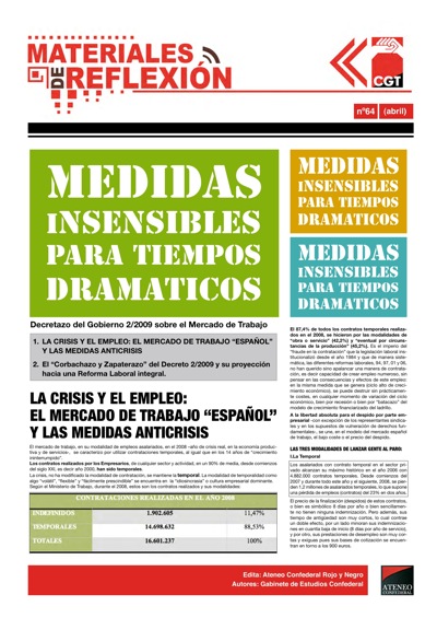 Imagen de Materiales de Reflexión 64: Medidas insensibles para tiempos dramáticos