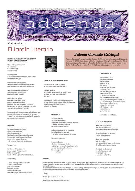 Imagen de Addenda, Suplemento Cultural del RyN – Nº 101 – Abril 2022