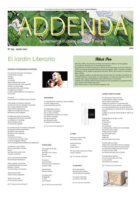 Imagen de Addenda, Suplemento Cultural del RyN – Nº 103 – Junio 2022