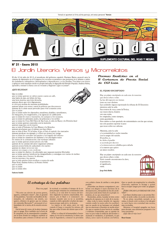 Imagen de Addenda, suplemento cultural del RyN – Nº 21, enero 2015