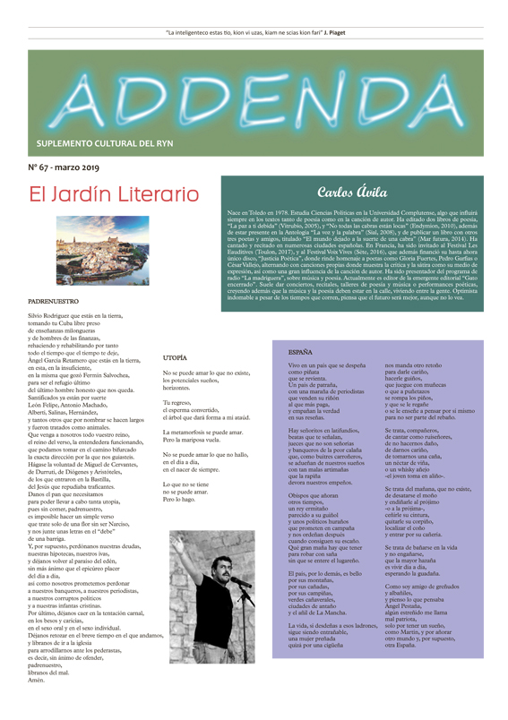Imagen de Addenda, suplemento cultural del RyN – Nº 67, marzo 2019