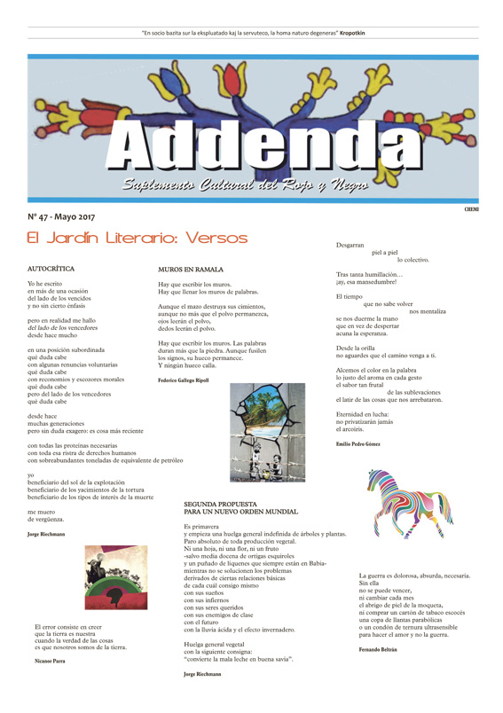 Imagen de Addenda, suplemento cultural del RyN – Nº 47, mayo 2017