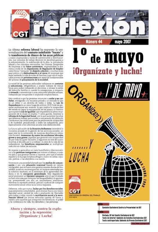 Imagen de Materiales de Reflexión 45: 1º de mayo, organízate y lucha