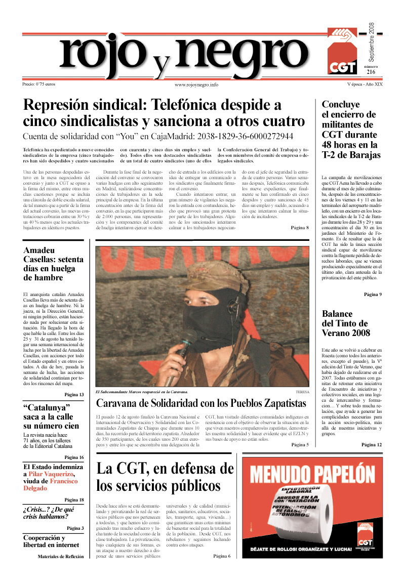 Imagen de Rojo y Negro 216 – septiembre 2008