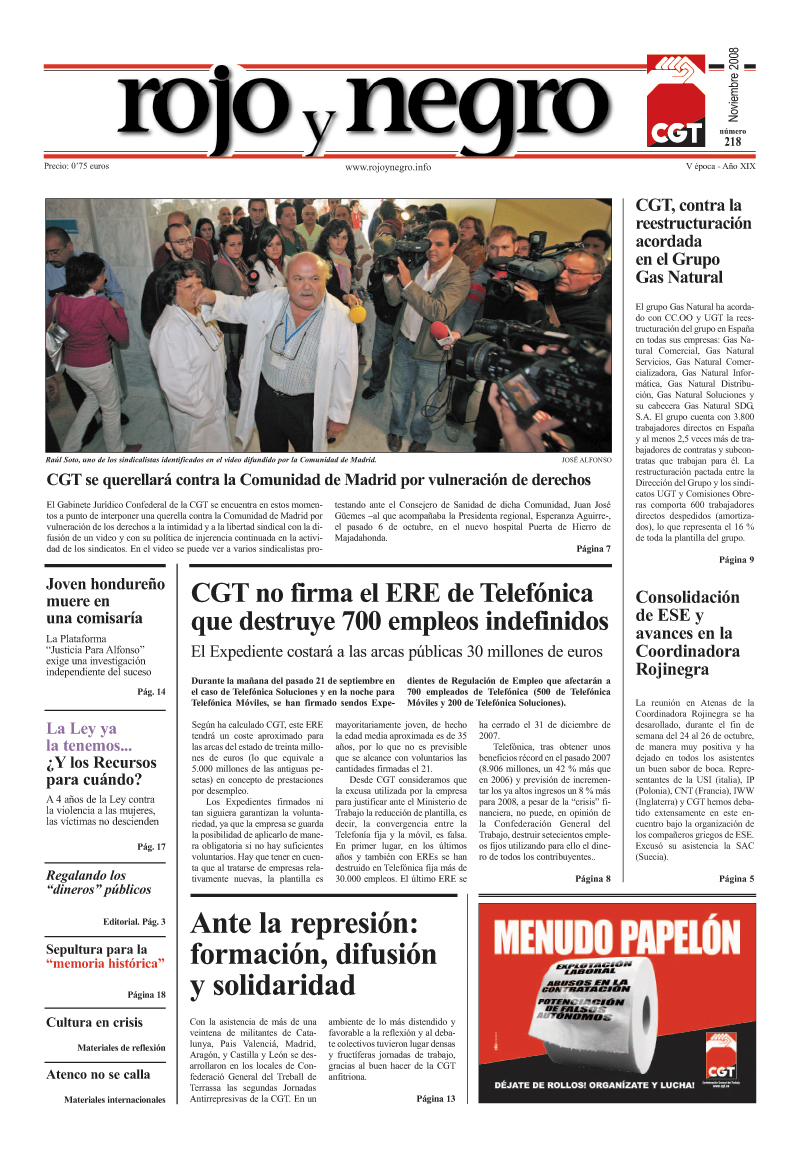 Imagen de Rojo y Negro 218 – noviembre 2008