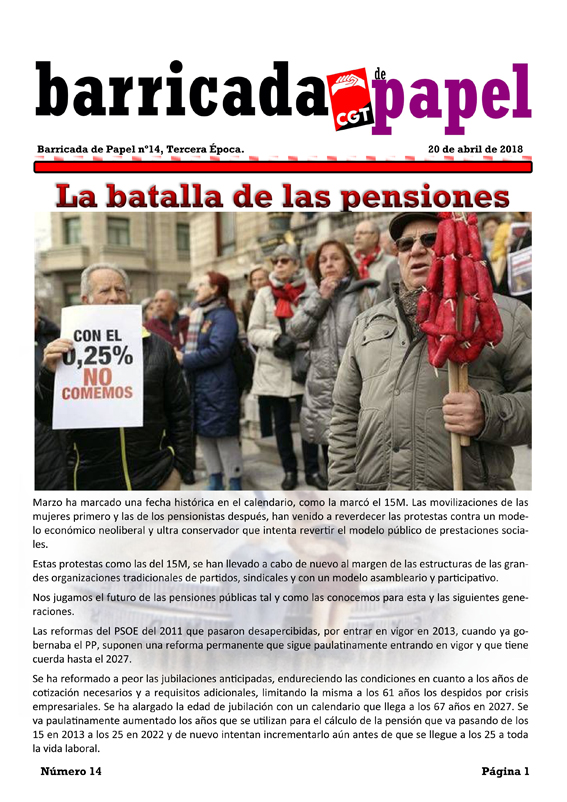 Imagen de Barricada de Papel nº 14 – Abril 2018