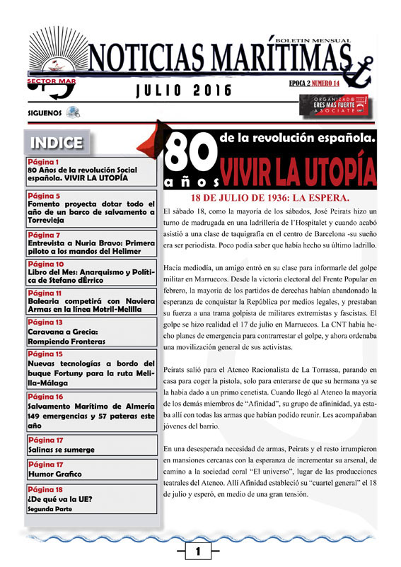Imagen de Noticias Marítimas, nº 14 julio 2016