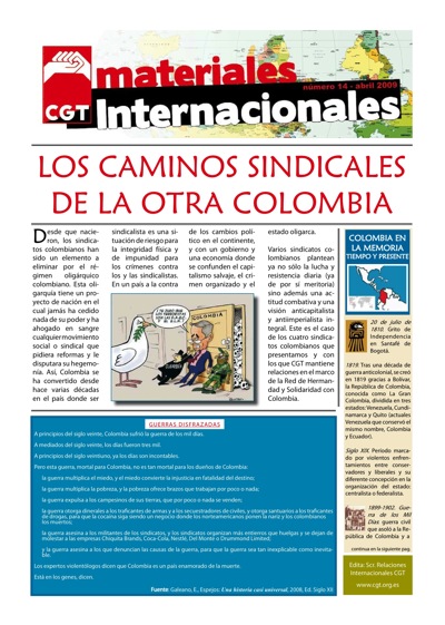 Imagen de Materiales Internacionales 14: Los caminos sindicales de la otra Colombia