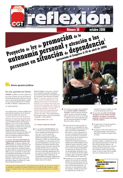 Imagen de Materiales de Reflexión 38. Proyecto de ley de dependencia – octubre 2006