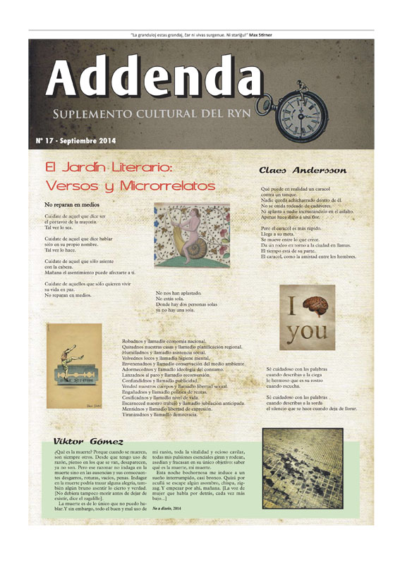 Imagen de Addenda, suplemento cultural del RyN – Nº 17, septiembre 2014