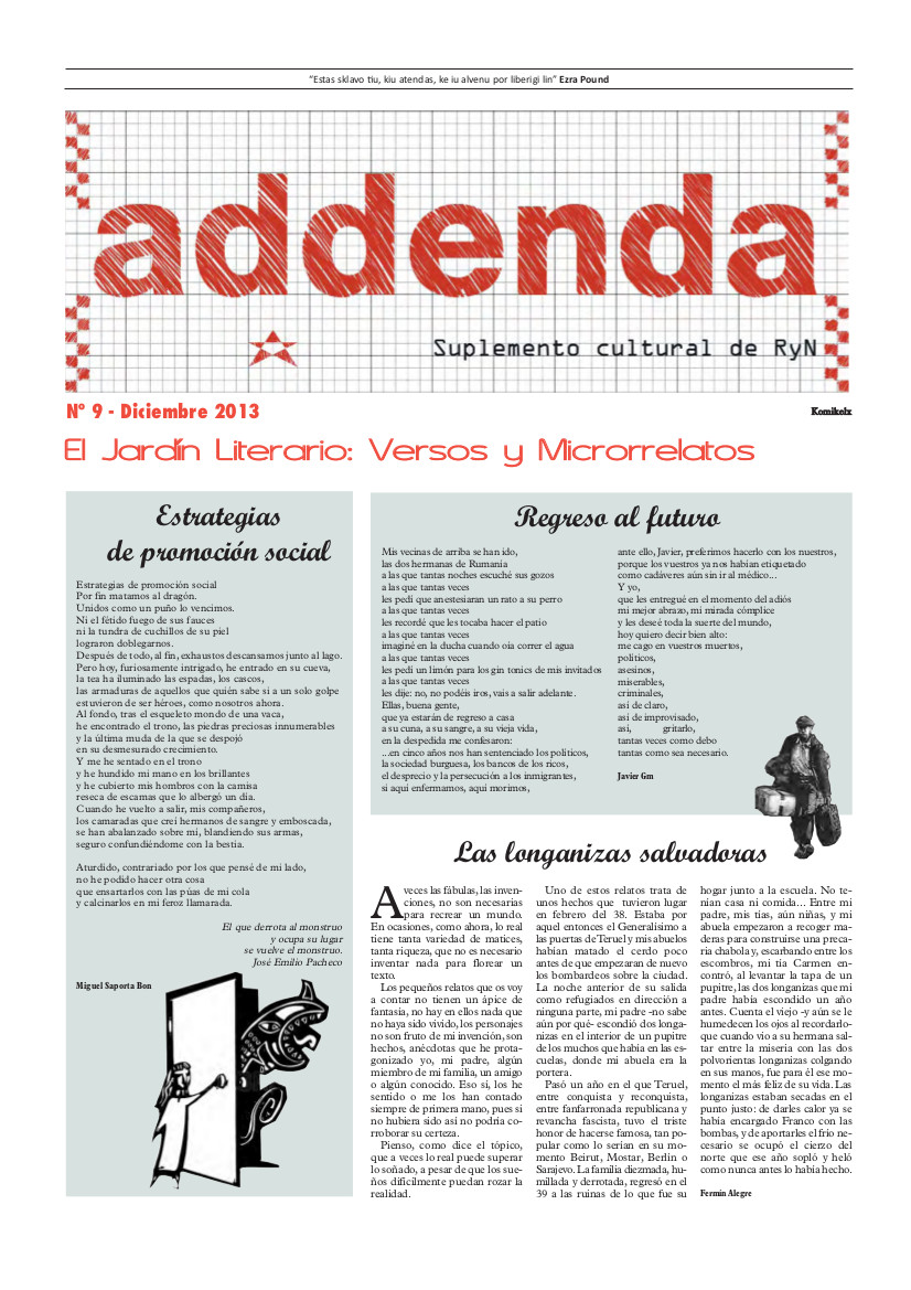 Imagen de Addenda, suplemento cultural del RyN – Nº 9, diciembre 2013