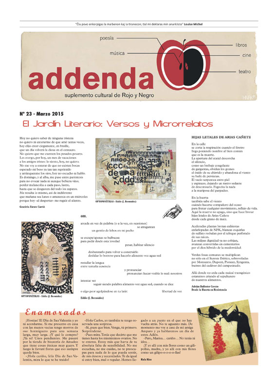 Imagen de Addenda, suplemento cultural del RyN – Nº 23, marzo 2015