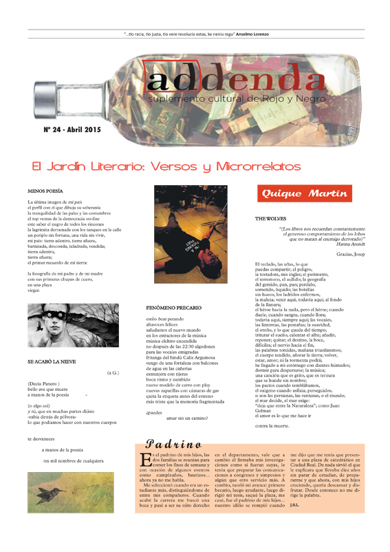 Imagen de Addenda, suplemento cultural del RyN – Nº 24, abril 2015