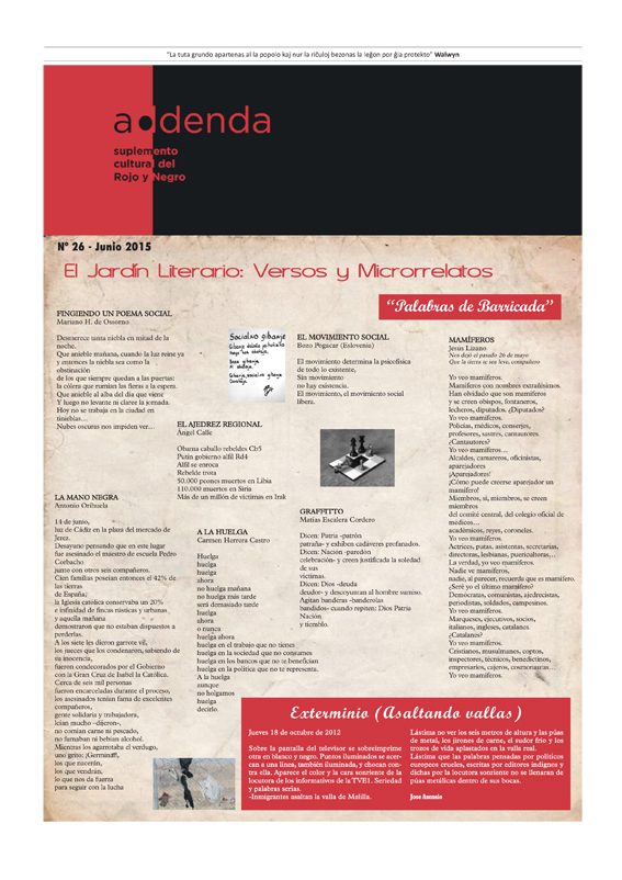 Imagen de Addenda, suplemento cultural del RyN – Nº 26, junio 2015