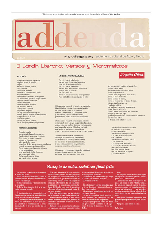 Imagen de Addenda, suplemento cultural del RyN – Nº 27, julio-agosto 2015