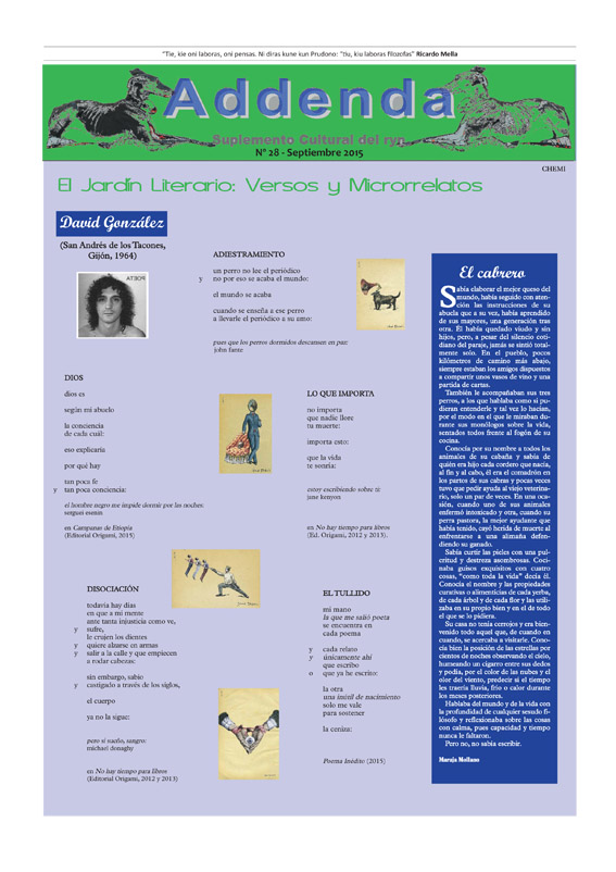 Imagen de Addenda, suplemento cultural del RyN – Nº 28, septiembre 2015