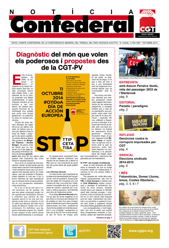 Imagen de Notícia Confederal – octubre 2014