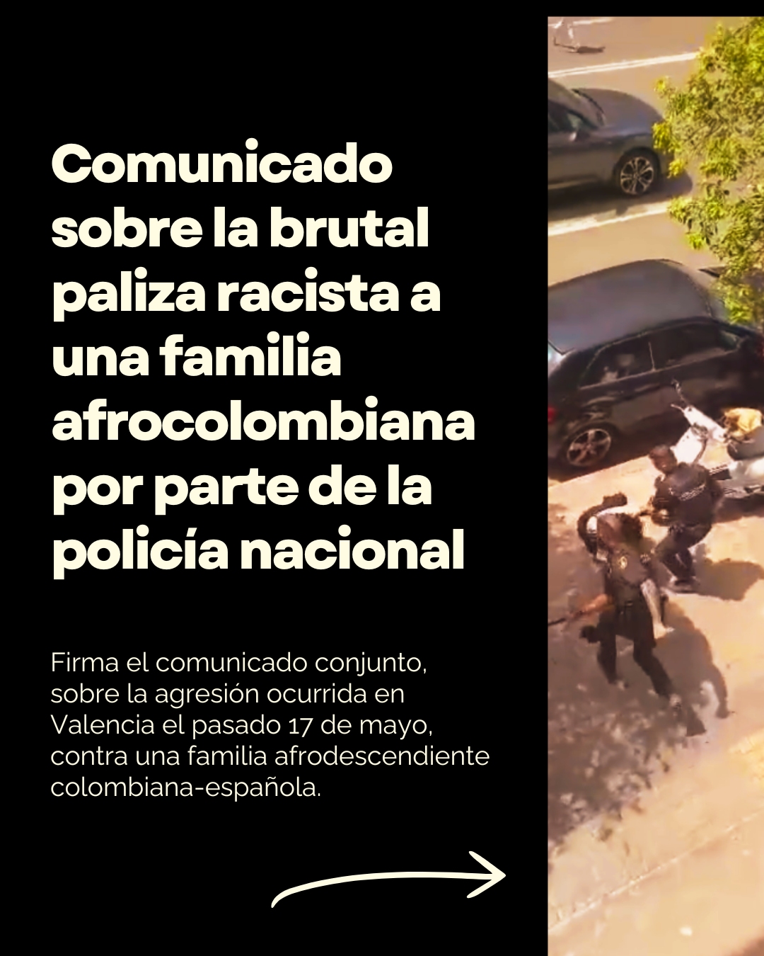 Imagen de Comunicado sobre la brutal paliza racista a una familia afrocolombiana por parte de la policía nacional española