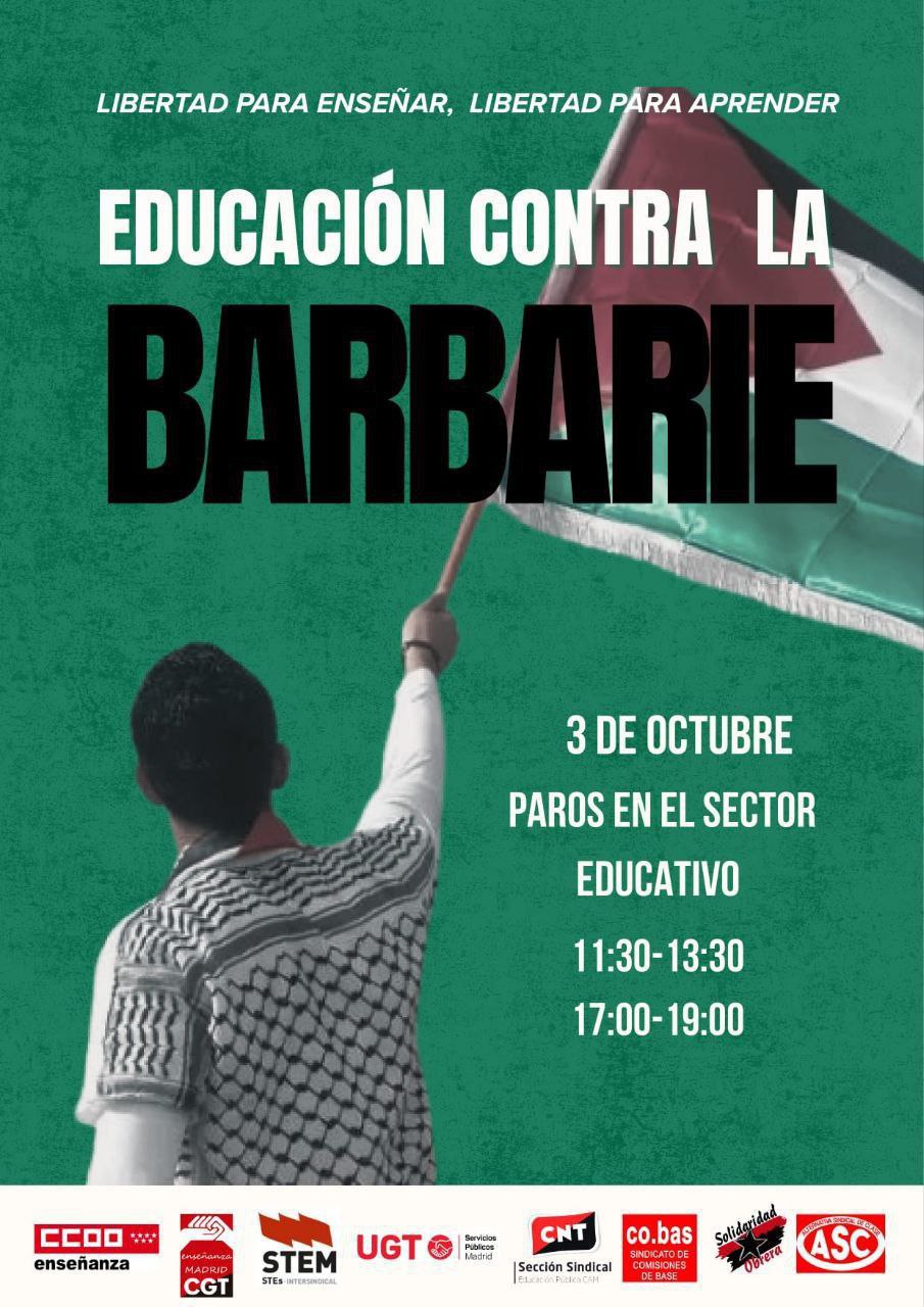Imagen de Educación contra la barbarie: 3 de octubre. Paros en el sector educativo madrileño