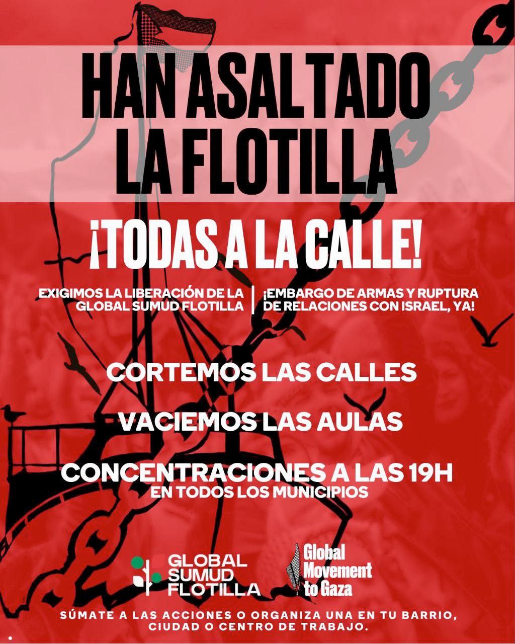 Imagen de CGT exige la libertad inmediata de las personas detenidas de la Global Sumud Flotilla y llama a la movilización de la sociedad en la denuncia del genocidio en Gaza.
