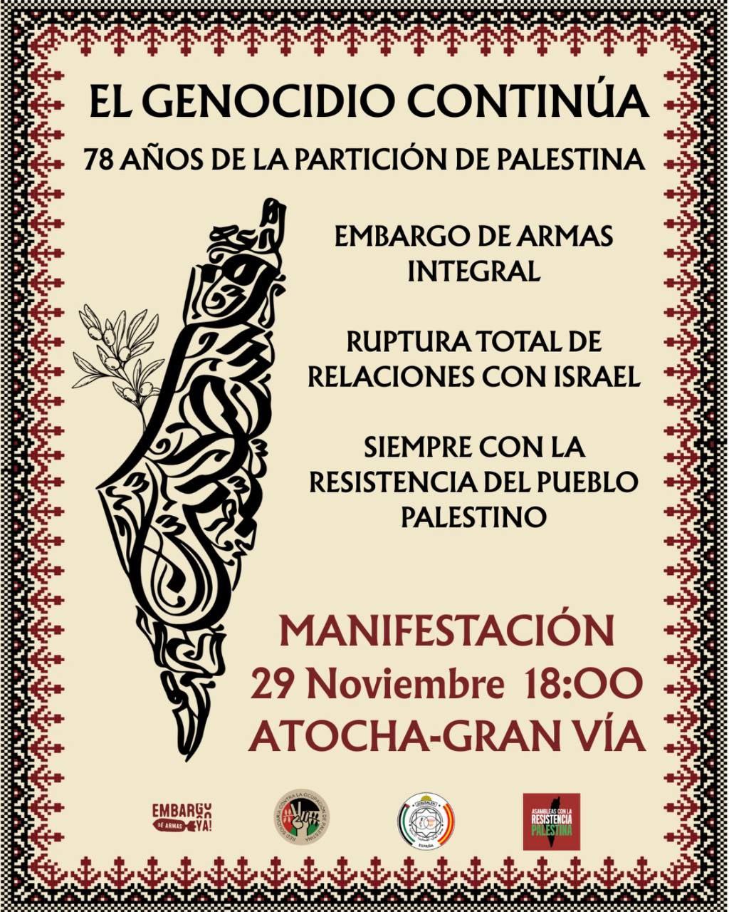 Imagen de Palestina: 78 años de la partición. Manifestación por todo el Estado español