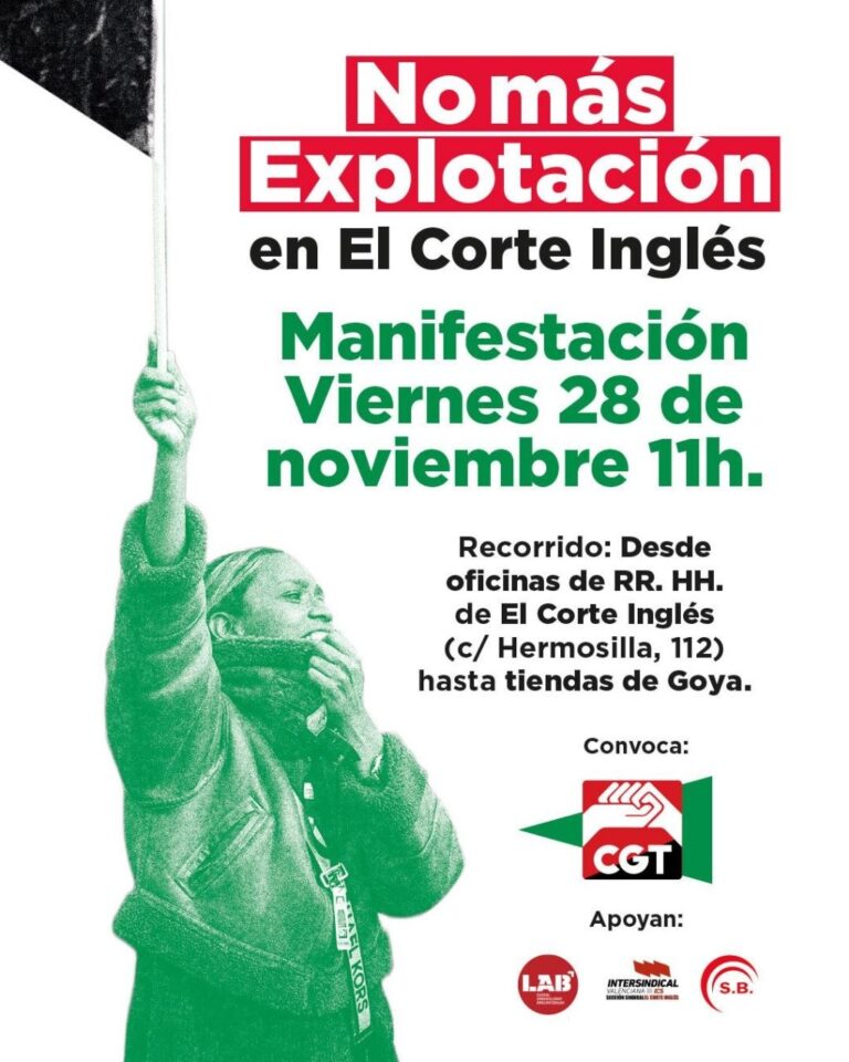 El Corte Inglés se manifiesta el Black Friday 2025