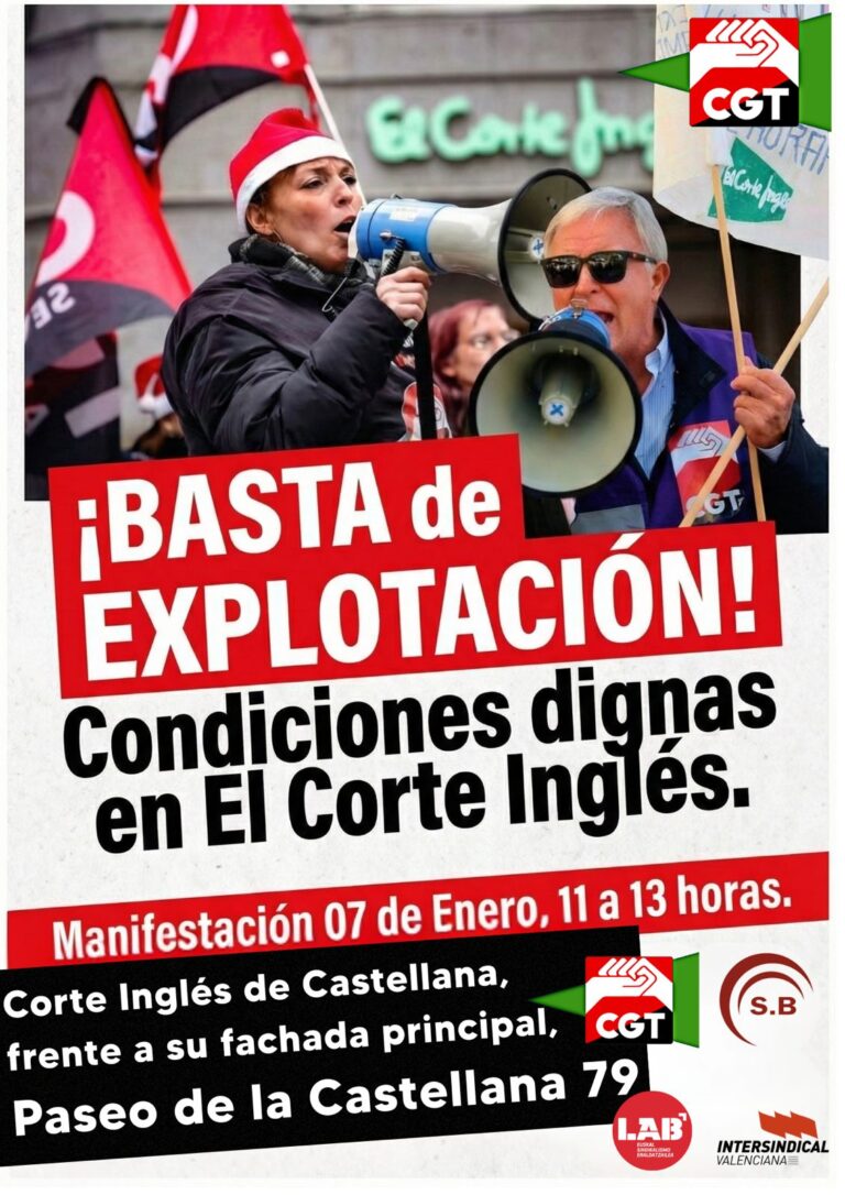CGT en El Corte Inglés vuelve a movilizarse contra sus precarias condiciones laborales