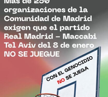Imagen de Más de 250 organizaciones reclaman la suspensión del partido entre el Real Madrid y el Maccabi Tel Aviv