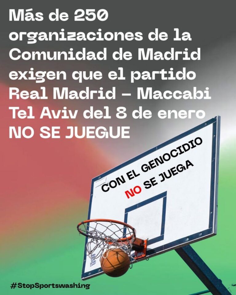 Más de 250 organizaciones reclaman la suspensión del partido entre el Real Madrid y el Maccabi Tel Aviv