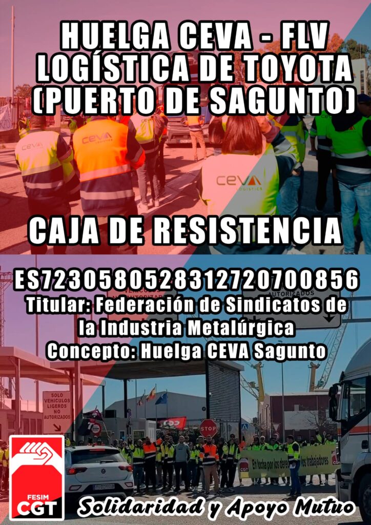 La plantilla de CEVA FVL mantendrá la huelga en el Puerto de Sagunto ante la falta de acuerdo con la dirección empresarial.