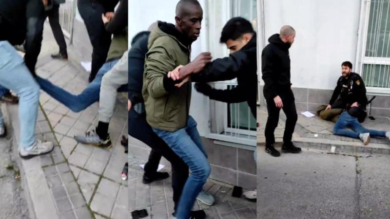 Imagen de CGT muestra su respaldo a la versión de los vecinos de Serigne Mbayé sobre la detención que sufrió hace unos días en Madrid.
