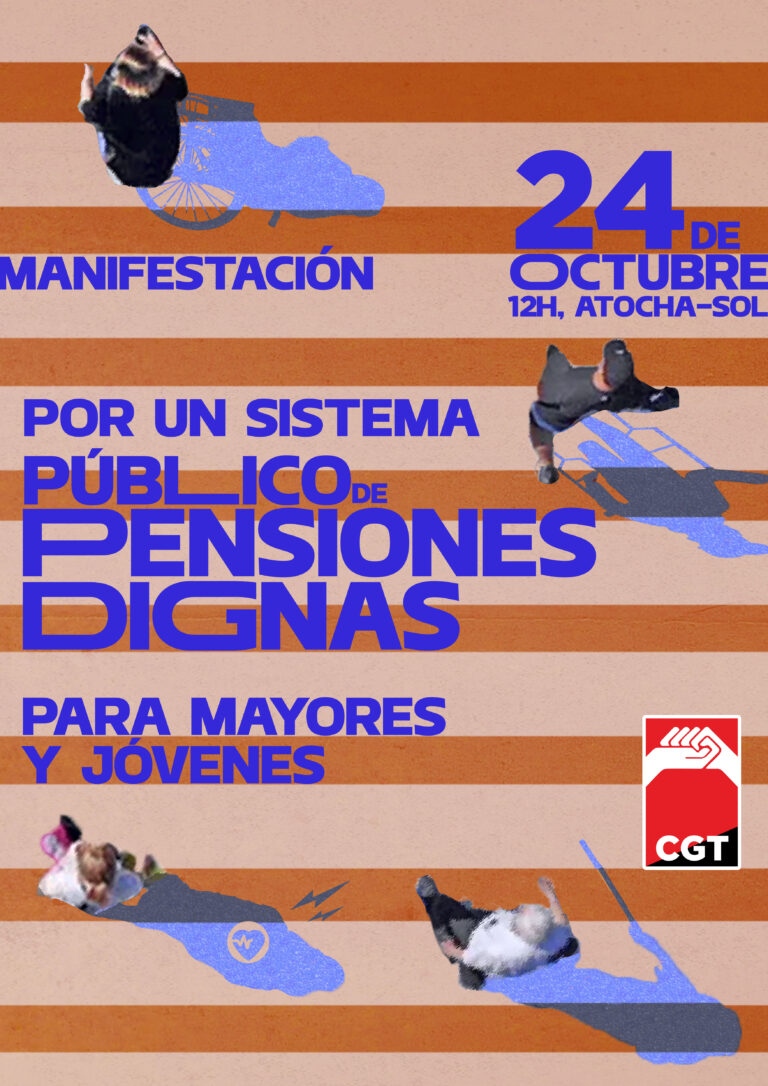 CGT llama a movilizarse en defensa de unas pensiones dignas y suficientes el próximo 24 de octubre.